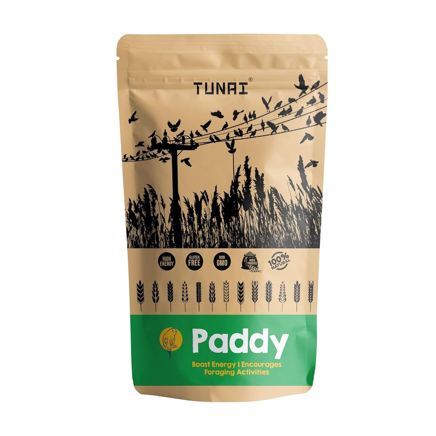 TUNAI Paddy Whole Grain Bird Feed |450G|Bird Food For Parakeets, Parrotlets, Conures, Eclectus, Senegals, Parrots, Cockatiels, Parrots, All Life Stages, Seeds