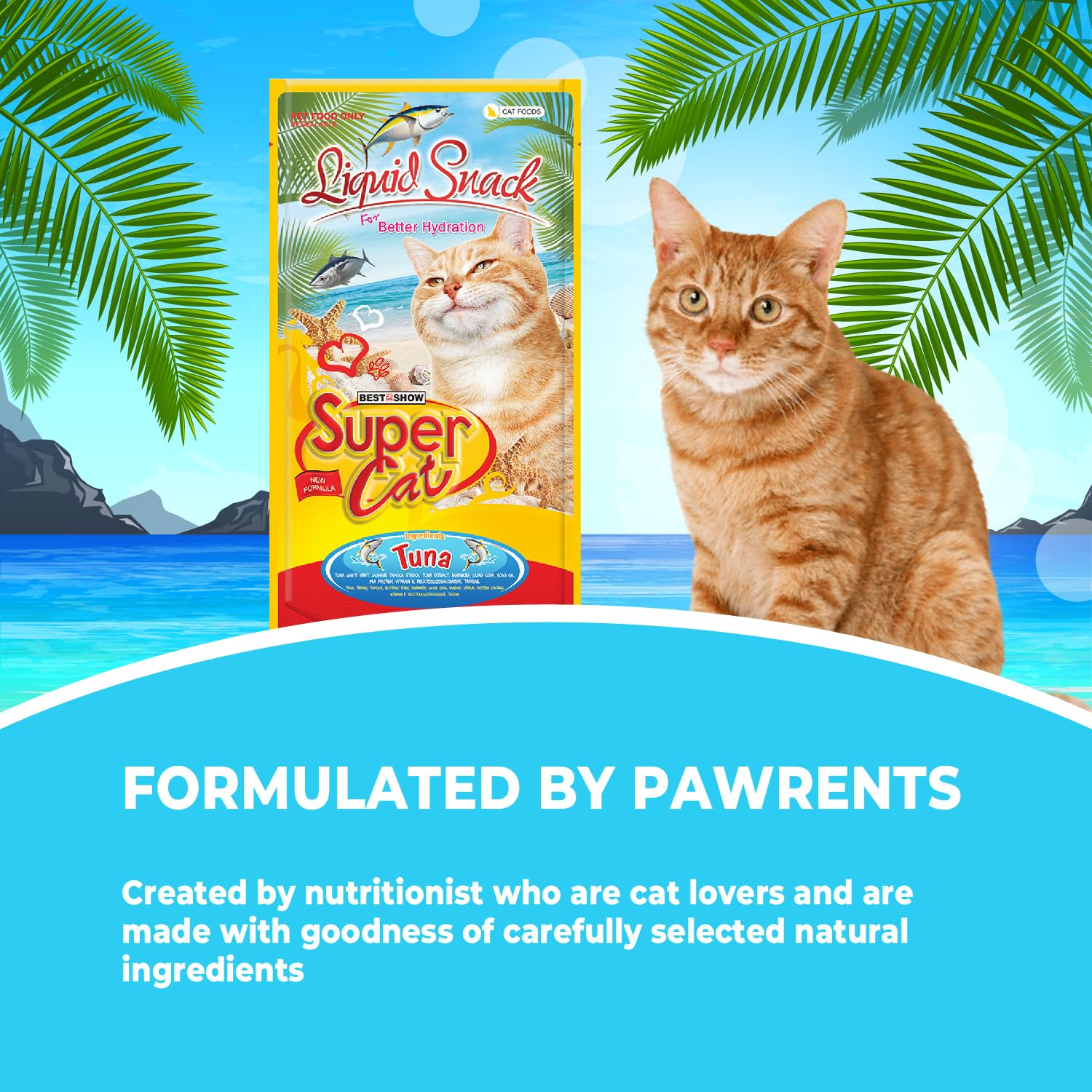 TUNAI SUPERCAT Summer Special Creamy Cat Treat | Liquid Snack for Cats | Wet Cat Treat & Puree Cat Food | Tuna Special | Pack of 3 (Each Pack Contains 4 Sachets, 4x20g)