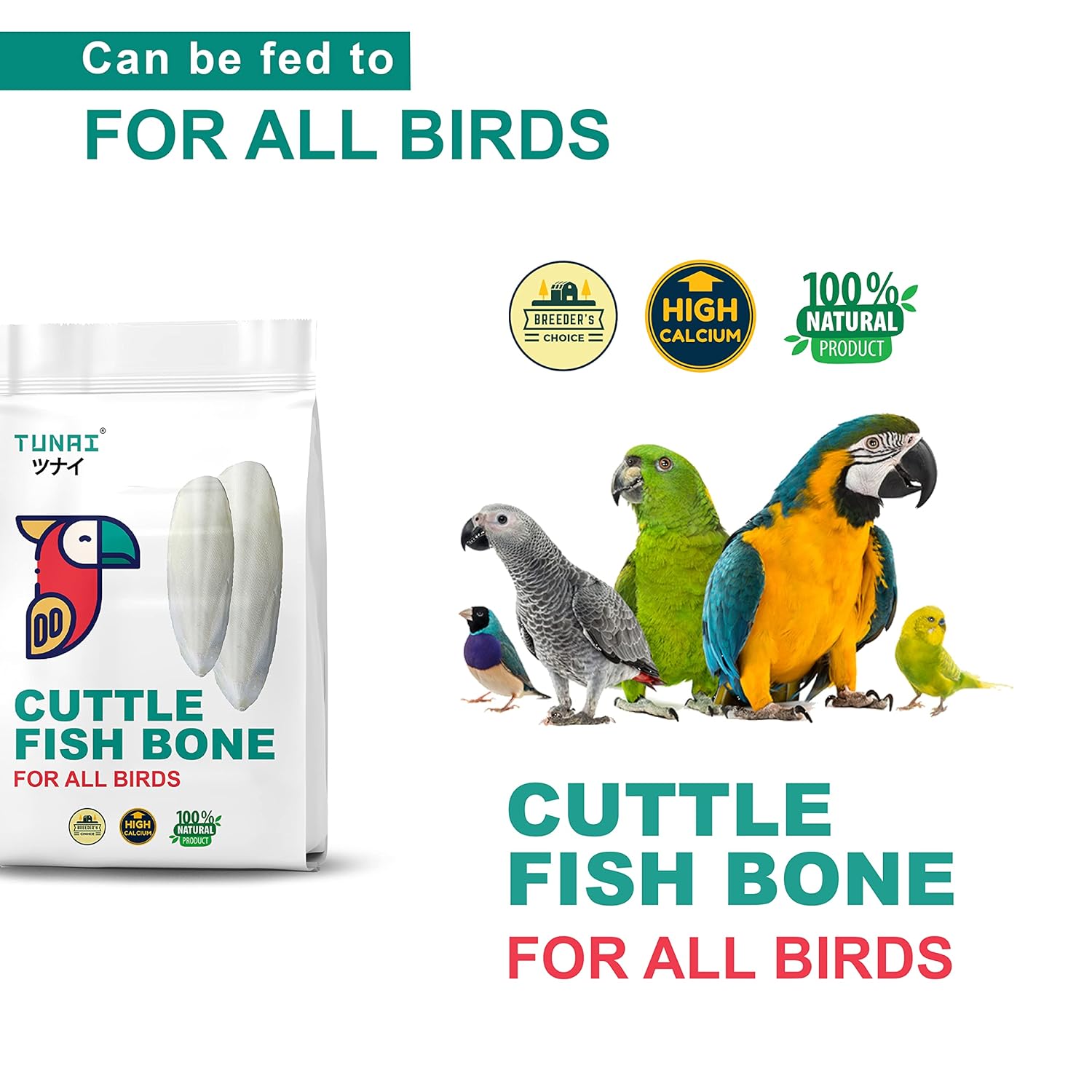 Tunai Cuttle Fish Bones | 250g | for Budgies, Love Birds, Conures, Macaws Natural Calcium Booster for All Caged Birds