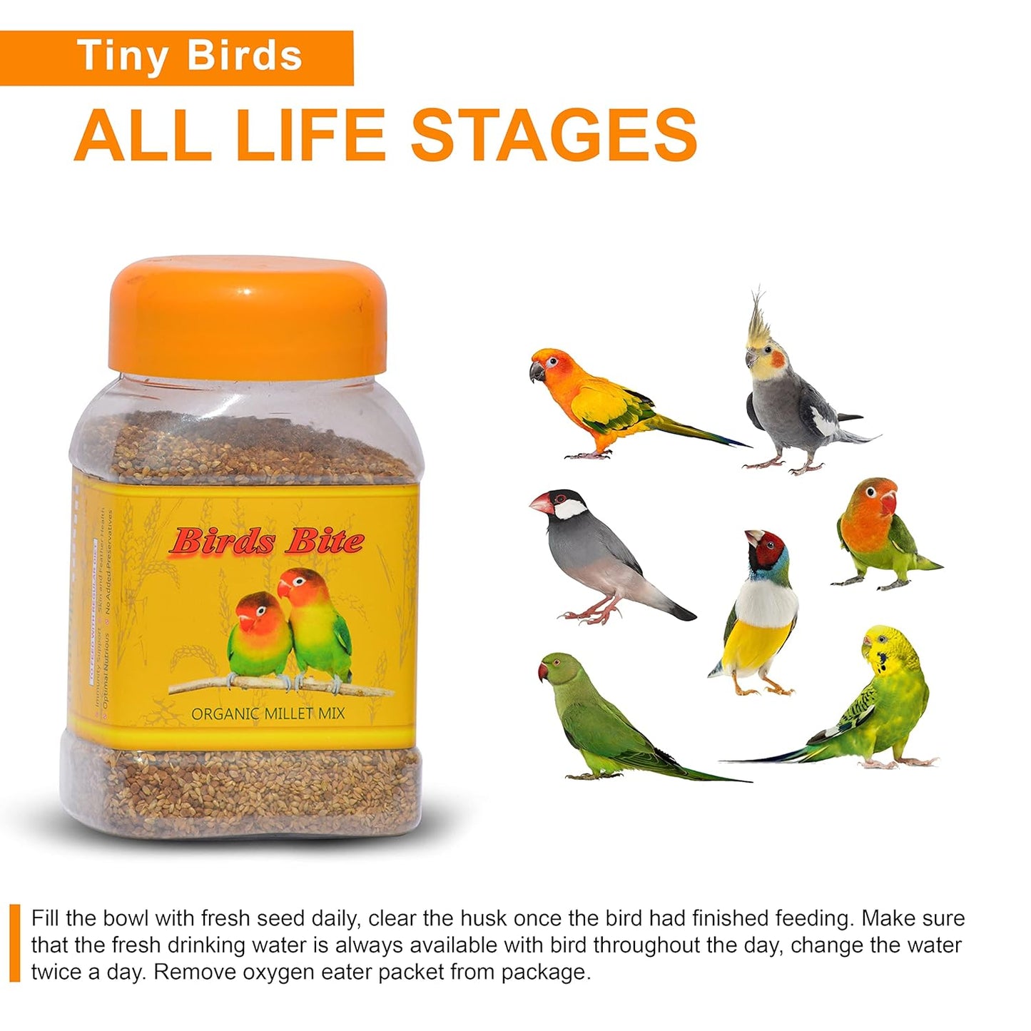 TUNAI SF+ Organic Millet Mix |600 G| Bird Food for Love Birds, Cockatiels, Finches, Conures, Parrots, Macaws, Senegals,All Life Stages