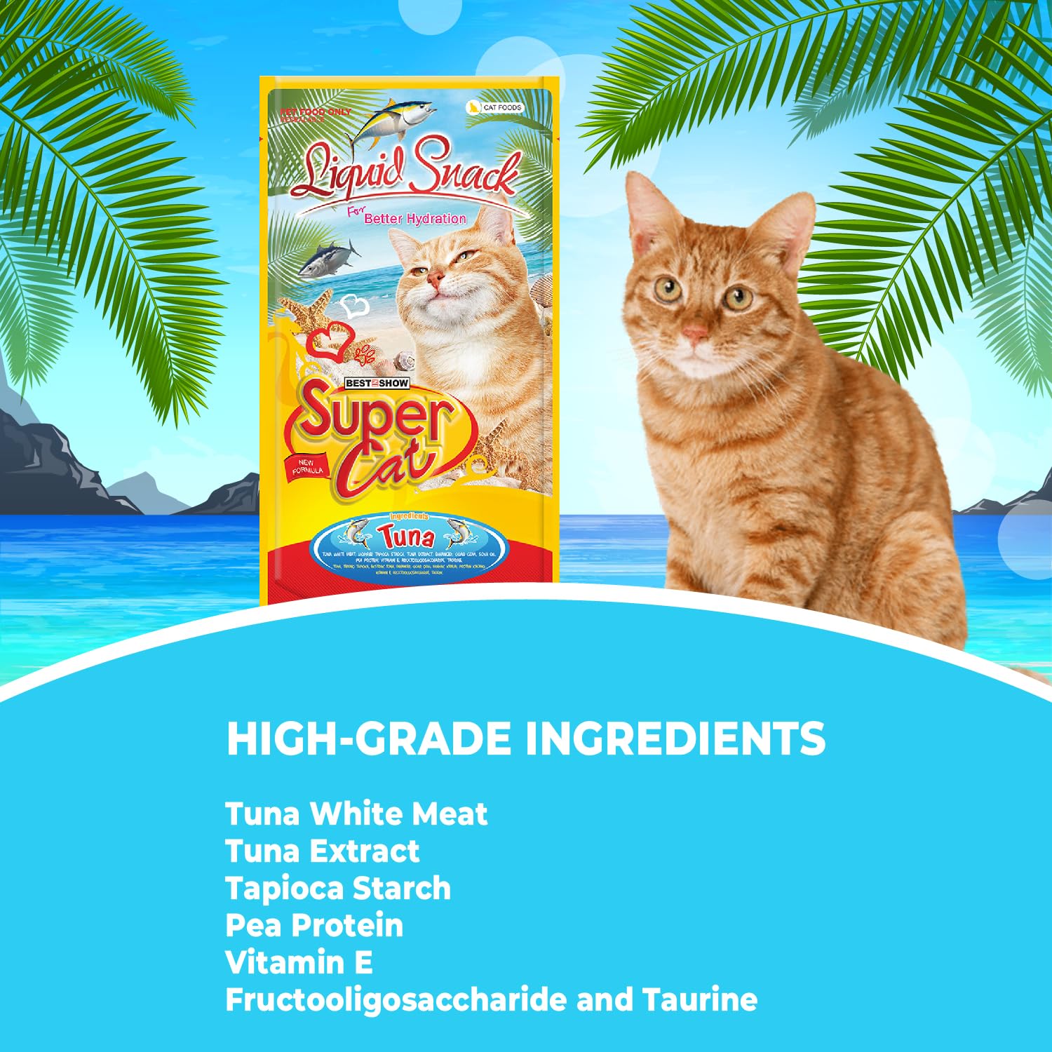 TUNAI SUPERCAT Summer Special Creamy Cat Treat | Liquid Snack for Cats | Wet Cat Treat & Puree Cat Food | Tuna Special | Pack of 3 (Each Pack Contains 4 Sachets, 4x20g)