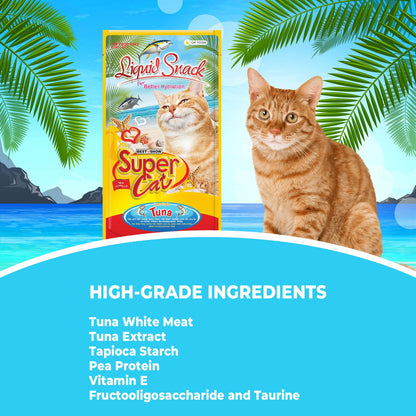 TUNAI SUPERCAT Summer Special Creamy Cat Treat | Liquid Snack for Cats | Wet Cat Treat & Puree Cat Food | Tuna Special | Pack of 3 (Each Pack Contains 4 Sachets, 4x20g)