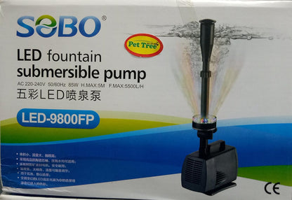 Fountain Pump with Kit - LED-9800FP - 85W - F.Max 5500 - Sobo - Submersible Internal Power Head with Fountain Set