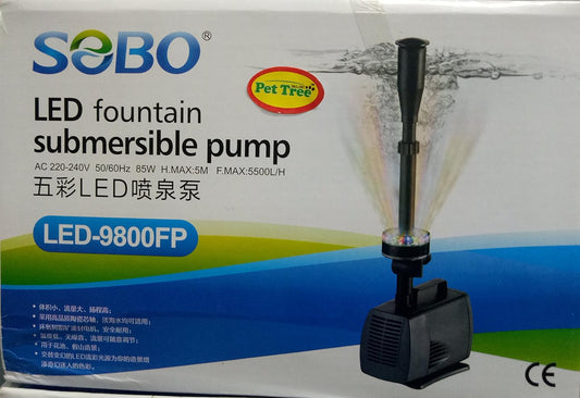 Fountain Pump with Kit - LED-9800FP - 85W - F.Max 5500 - Sobo - Submersible Internal Power Head with Fountain Set