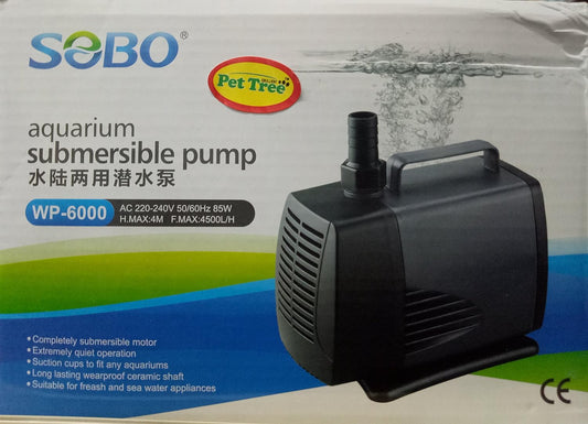 SOBO Submersible Power Head - WP-6000-85W - F.Max 4500 L/H - - Water Lifting Pump - Pond and Fountain and Sump Filter Systems