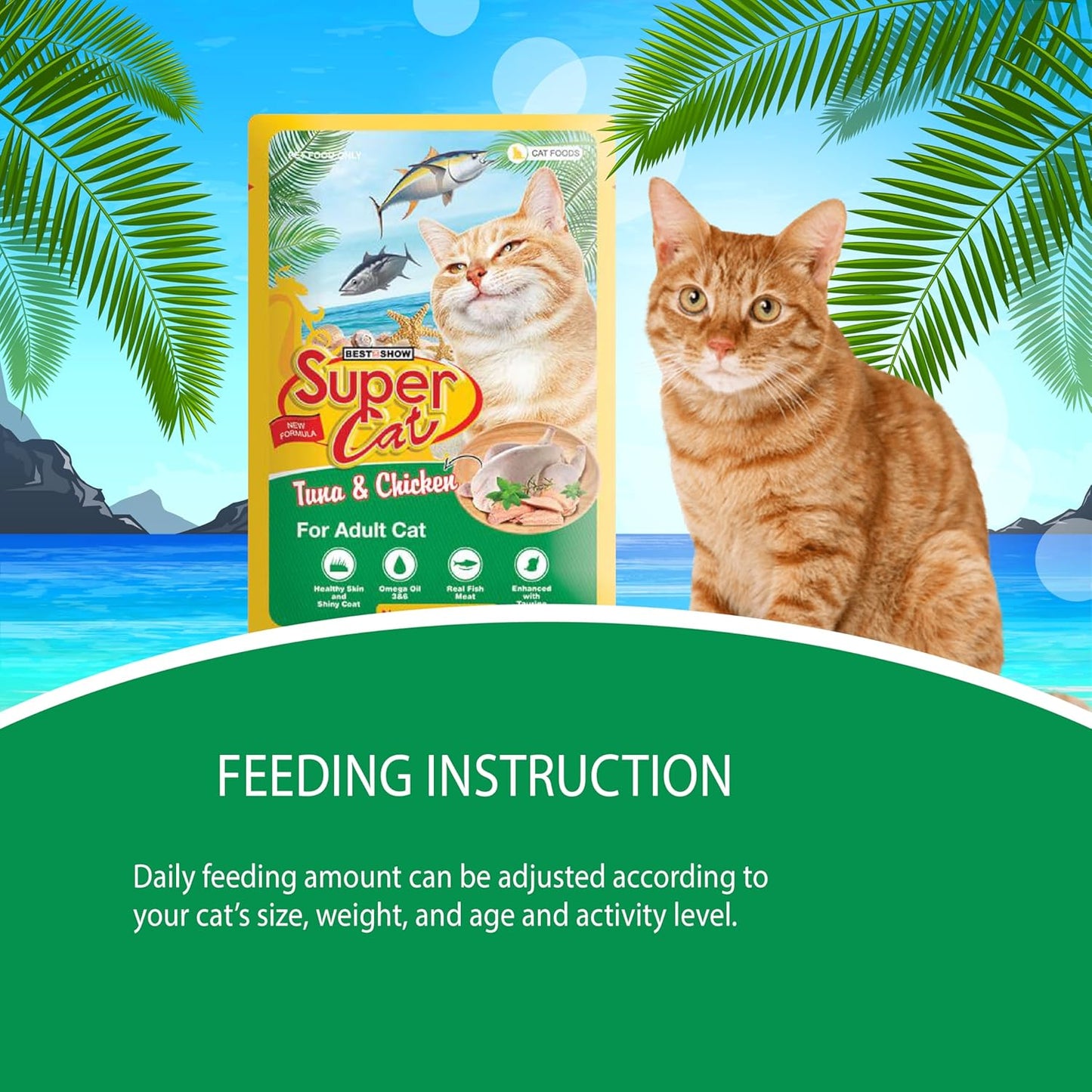 TUNAI SUPERCAT Tuna & Chicken Wet Gravy Daily Diet Food for Adult CAT (Pack of 12X80g) with The Goodness of Protein & Fat Rich Tuna, Chicken & Taurine, Supports Healthy Skin Coat