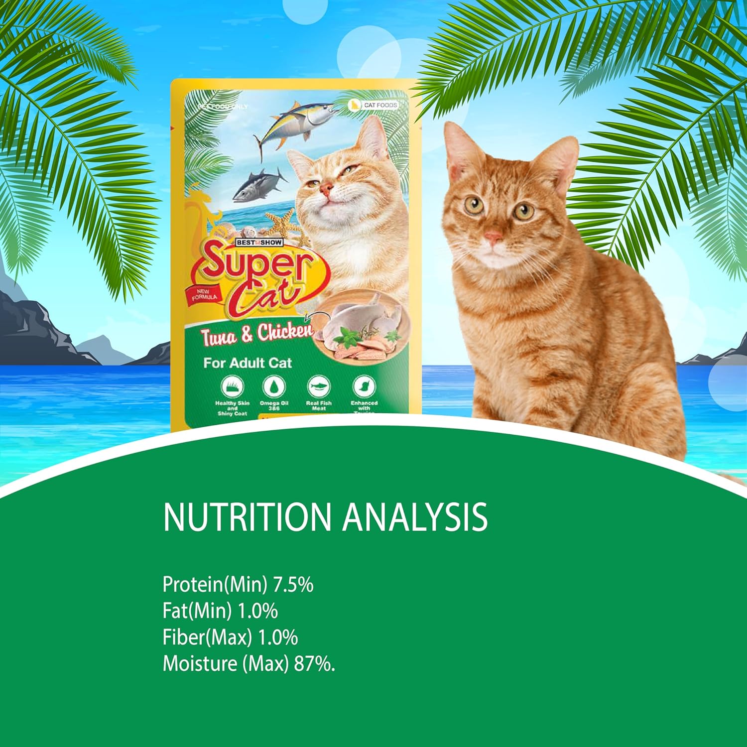 TUNAI SUPERCAT Tuna & Chicken Wet Gravy Daily Diet Food for Adult CAT (Pack of 12X80g) with The Goodness of Protein & Fat Rich Tuna, Chicken & Taurine, Supports Healthy Skin Coat