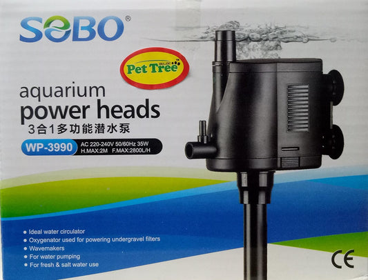 Pettree Submersible Power Head Sobo Internal Water Pump for Top Filtration Spare Part (WP-3990-35W - F.Max 2800L/H)