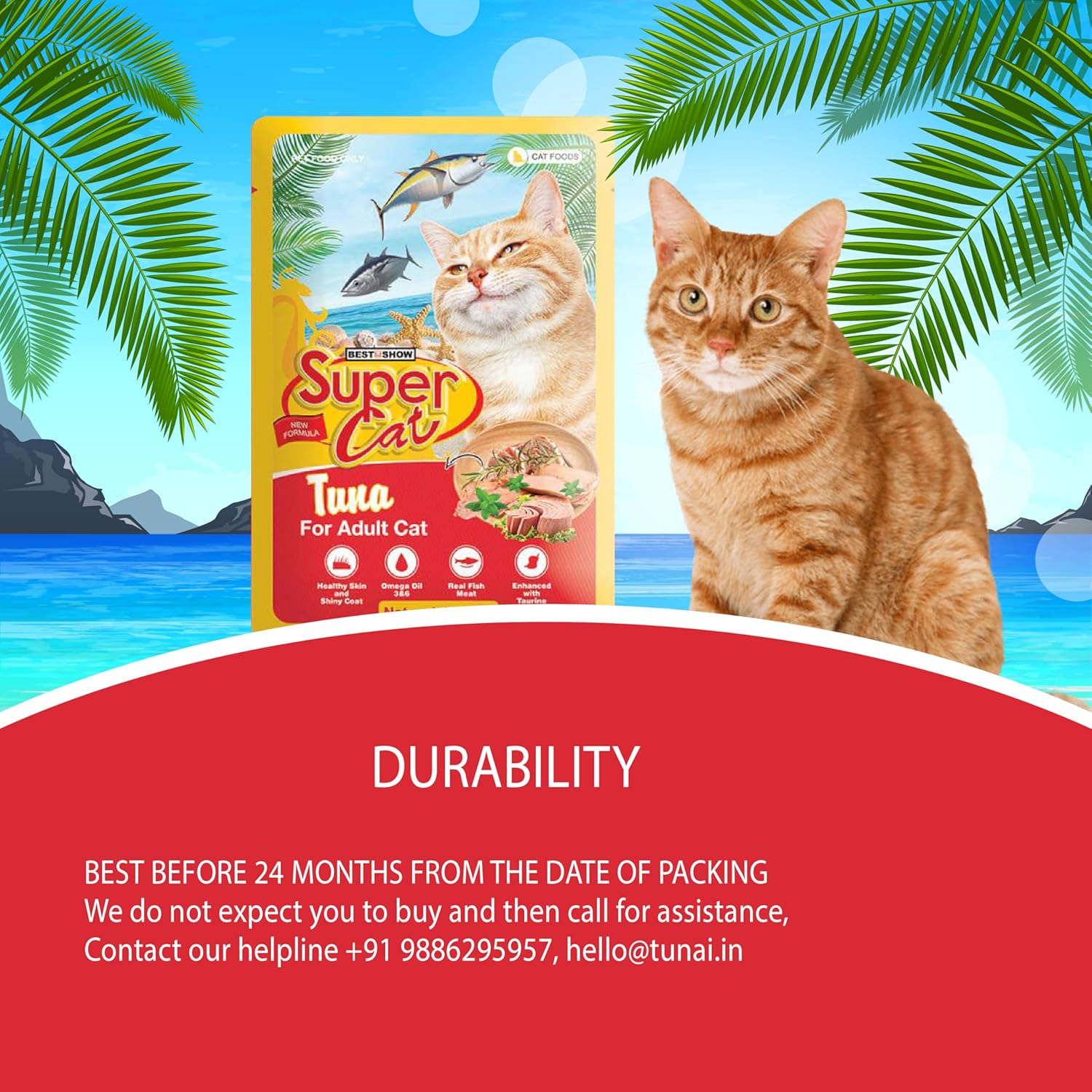 TUNAI SUPERCAT Tuna Special Wet Gravy Daily Diet Food for Adult CAT (Pack of 12X80g) with The Goodness of Protein & Fat Rich Tuna and Taurine, Supports Healthy Skin Coat and Boost Instant Energy