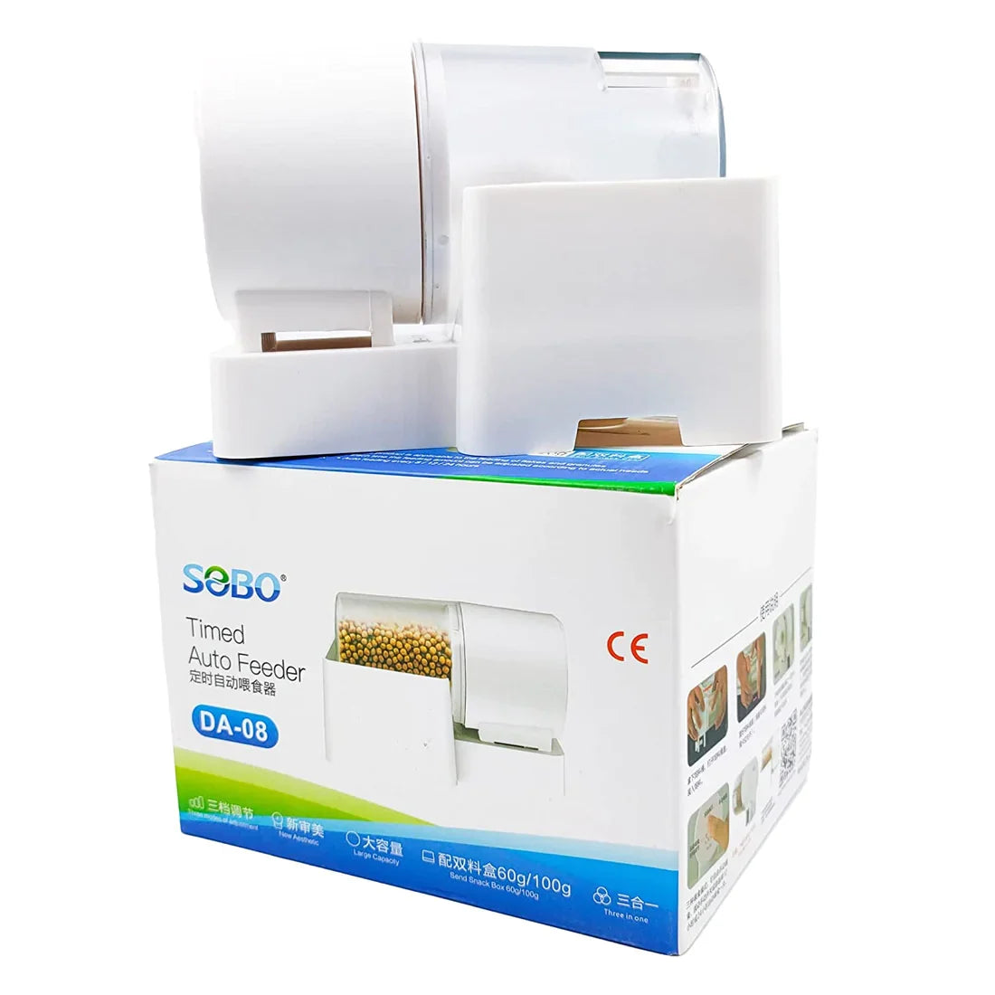 S0B0 DA-08 Timed Auto Feeder for Aquarium Fish Tank | Suitable for Food Flakes and Granules | Auto Feeding Every 9/12/24 Hours