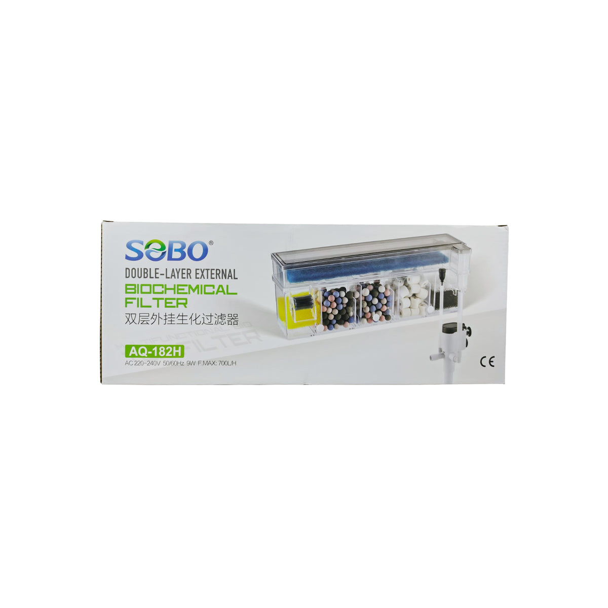 SOBO AQ-182H Double Layered filter Biochemical Top Filter AC 220-240V 50/60Hz 9W F.MAX:700L/H