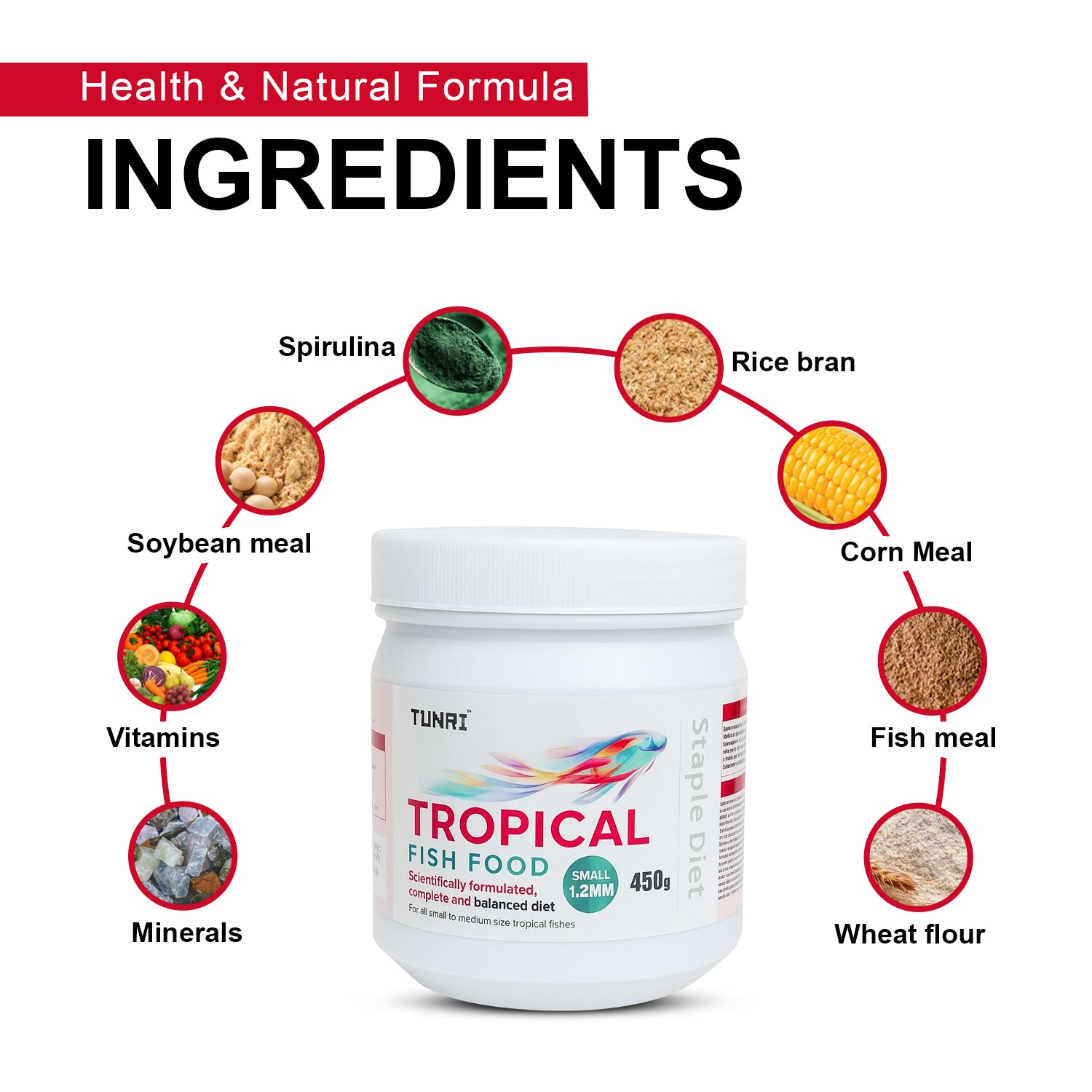 Tunai Tropical Aquarium Fish Food - 26% Protein - 1.2mm Pellets (Perfect for Small, Medium & Adult Fish)