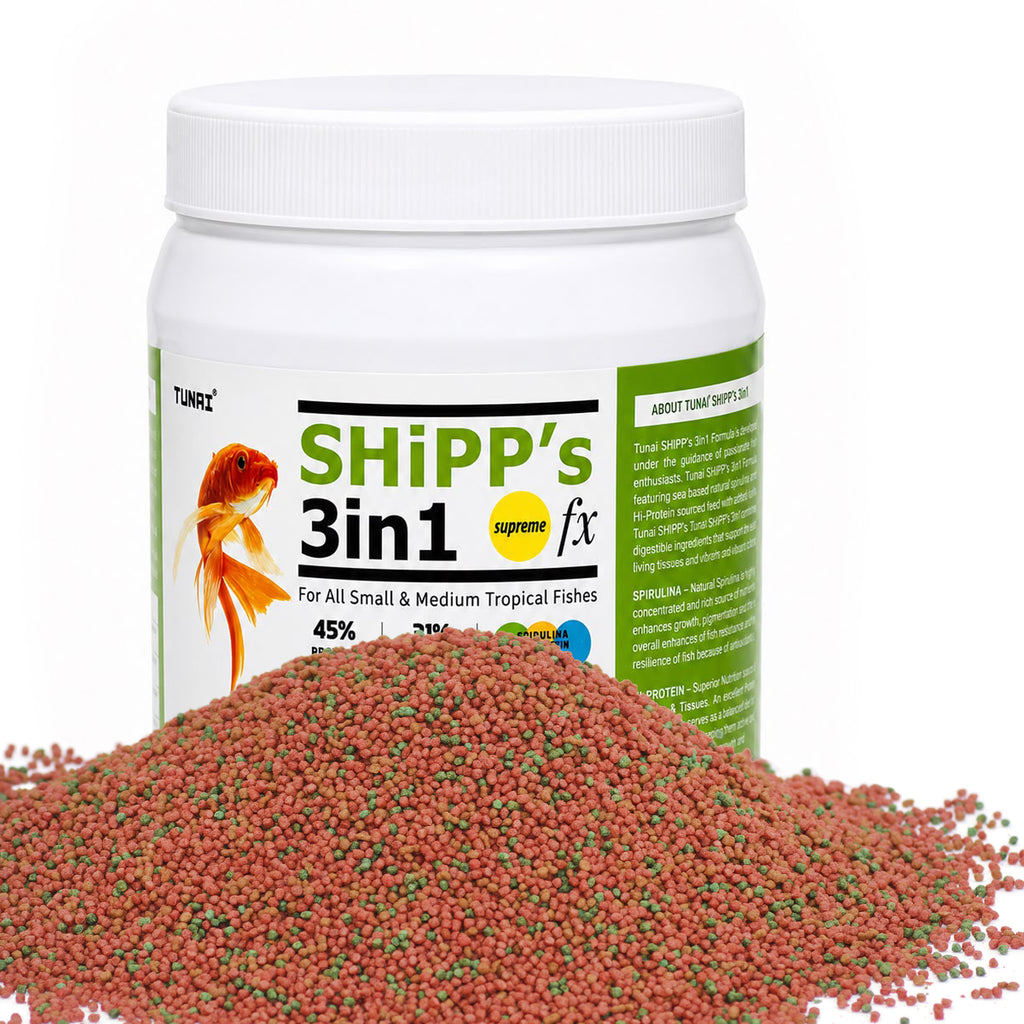 Tunai SHiPP's 3-in-1 Fish Food - 45% Protein - 31% Spirulina (For All Small and Medium Tropical Fishes)