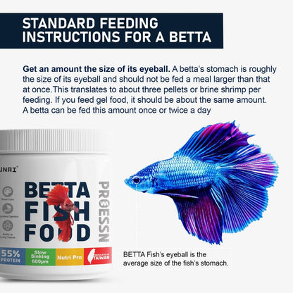 Tunai Betta Fish Food - 55% Protein (600 Microns - Micro Pellets, 40G), All Life Stages