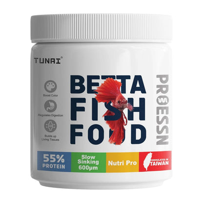 Tunai Betta Fish Food - 55% Protein (600 Microns - Micro Pellets, 40G), All Life Stages