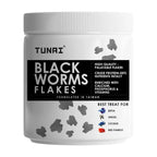Tunai Black Worm Flakes Fish Food - 55% Protein (Best Treat for Betta, Angels, Cichlids & Red Parrot)