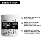 Tunai Black Worm Flakes Fish Food - 55% Protein (Best Treat for Betta, Angels, Cichlids & Red Parrot)