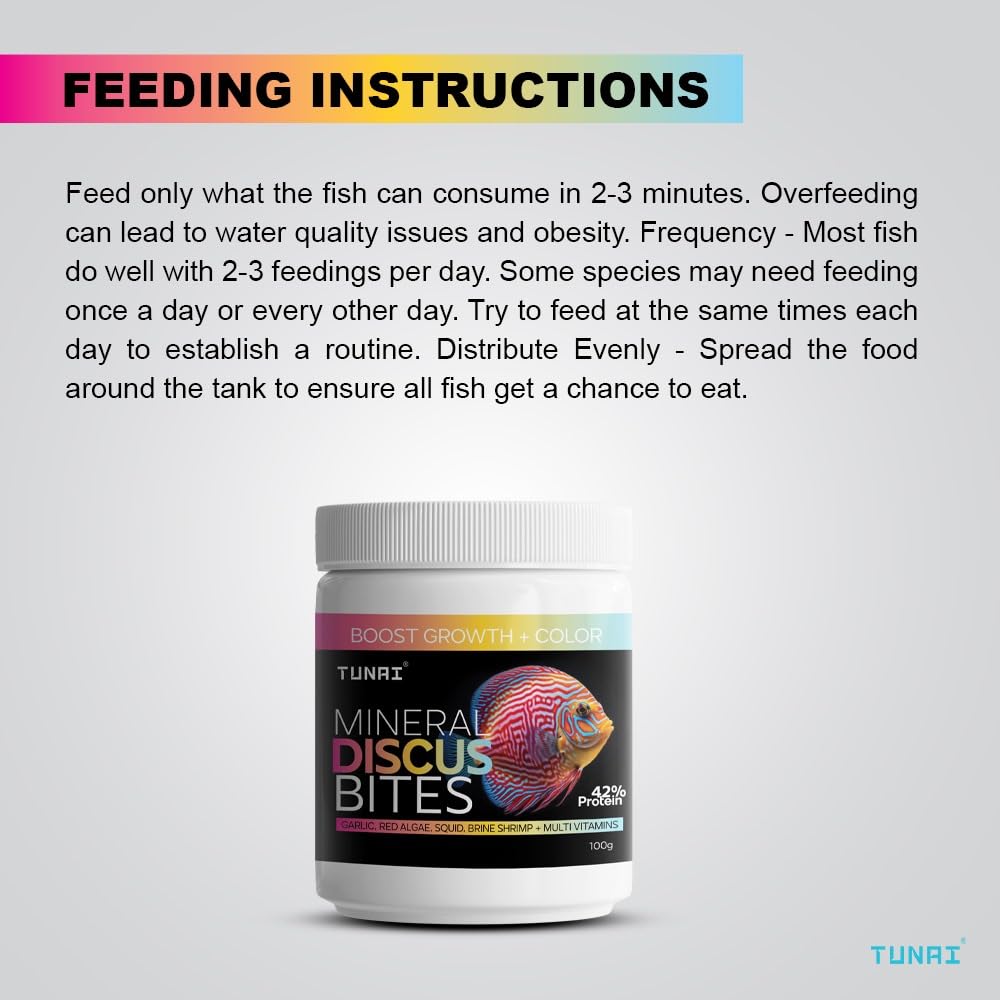 Tunai Discus Bites Special Fish Food - 42% Protein (Boost Color & Growth)