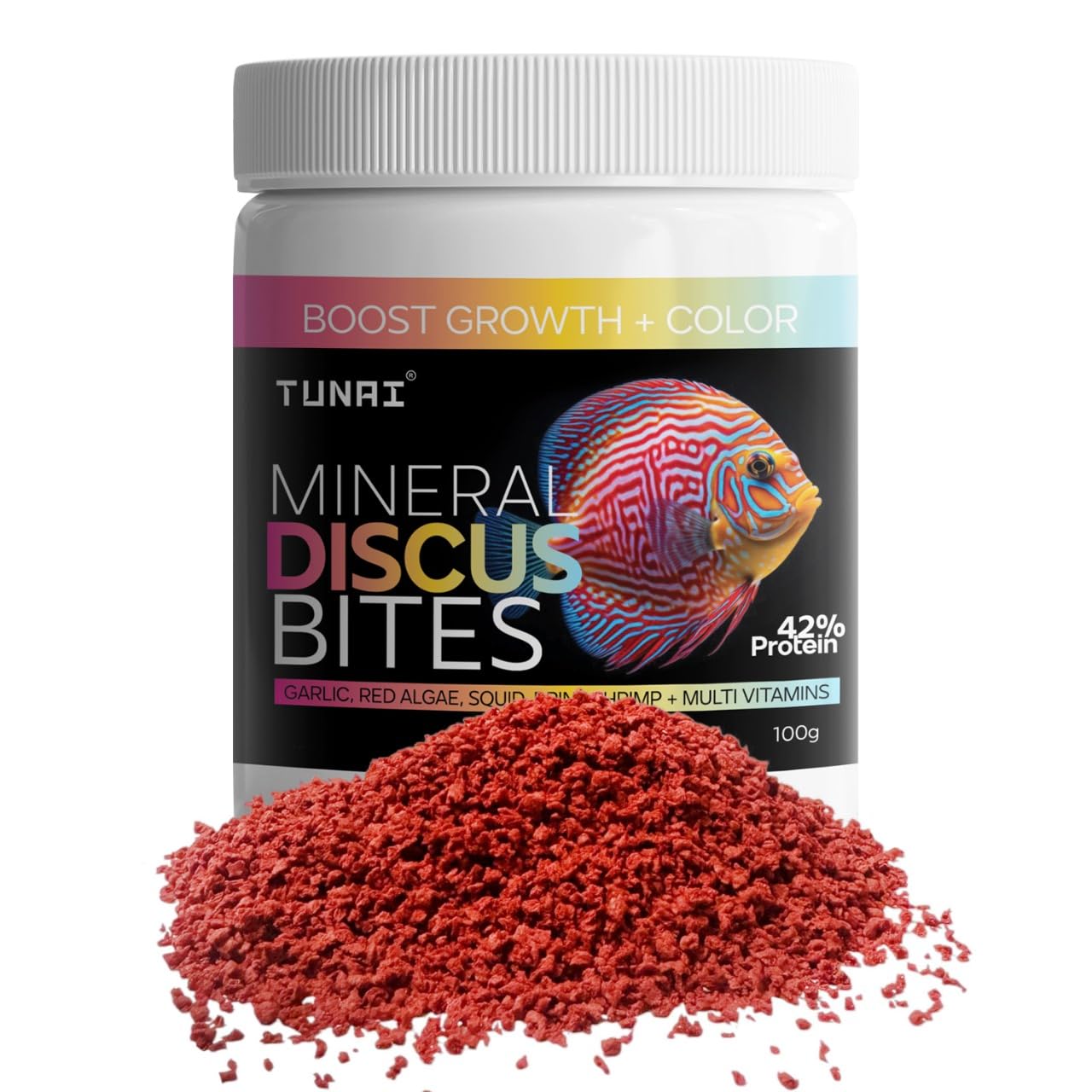 Tunai Discus Bites Special Fish Food - 42% Protein (Boost Color & Growth)