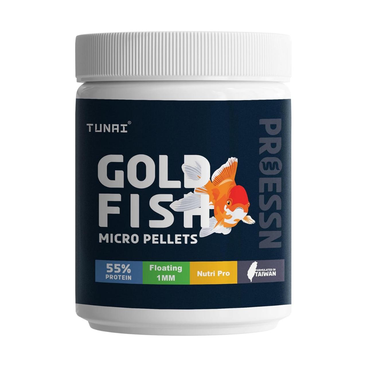 Tunai Gold Fish Food - 55% Protein - 1mm Pellet (Exclusive Taiwan-Formulated Nutrition for Goldfish)