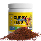 Tunai Guppy Fish Food - 55% Protein - 600 Microns - Floating Micro Pellets (Premium Taiwan Formula Designed for Guppy Fish)