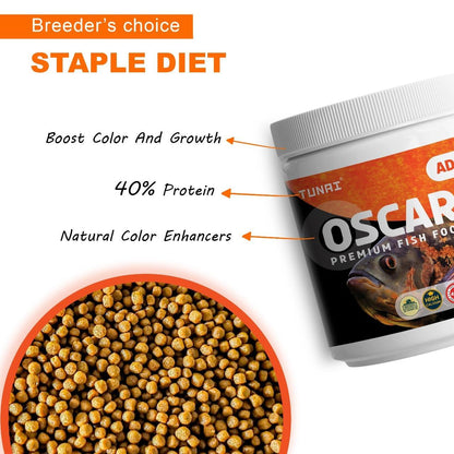 Tunai Supreme Formula Oscar Fish Food - 40% Protein - 4mm Pellets (For Medium & Large Sized Oscar Fishes)