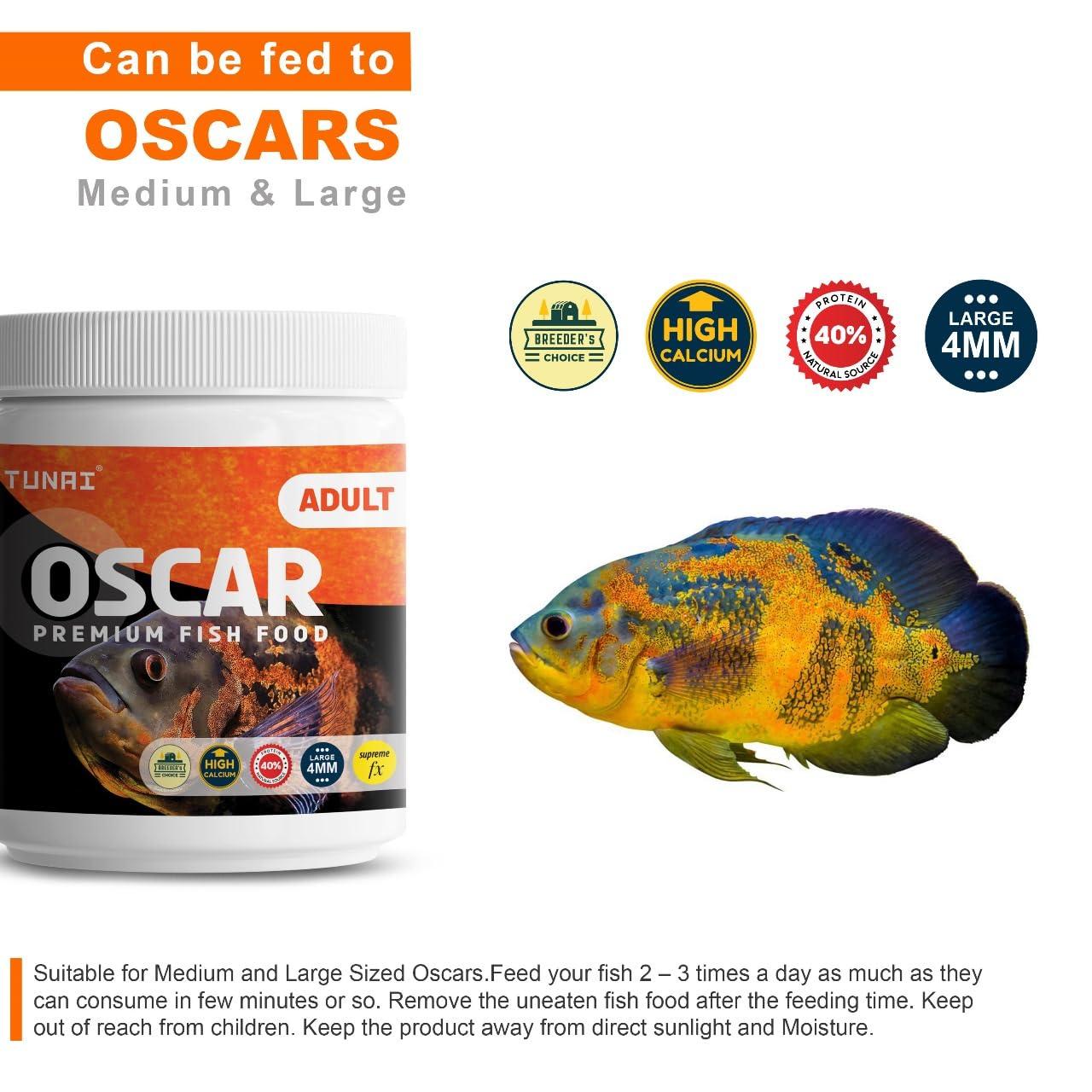 Tunai Supreme Formula Oscar Fish Food - 40% Protein - 4mm Pellets (For Medium & Large Sized Oscar Fishes)