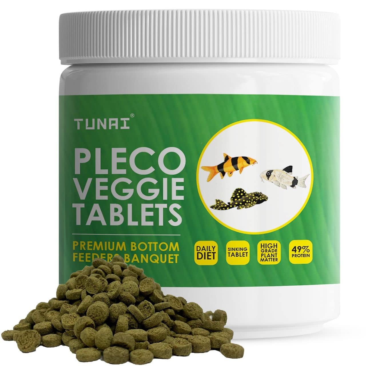 Tunai Pleco Veggie Tablets - 49% Protein - Sinking Tablet (Premium Bottom Feeder Banquet)