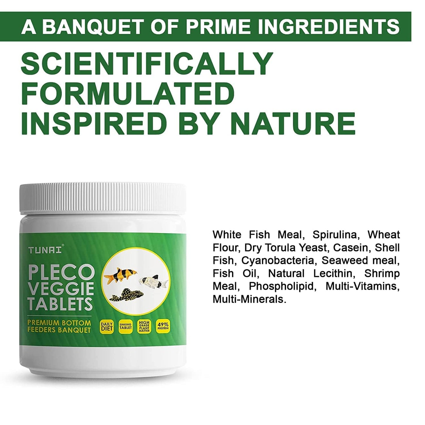 Tunai Pleco Veggie Tablets - 49% Protein - Sinking Tablet (Premium Bottom Feeder Banquet)
