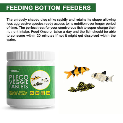 Tunai Pleco Veggie Tablets - 49% Protein - Sinking Tablet (Premium Bottom Feeder Banquet)