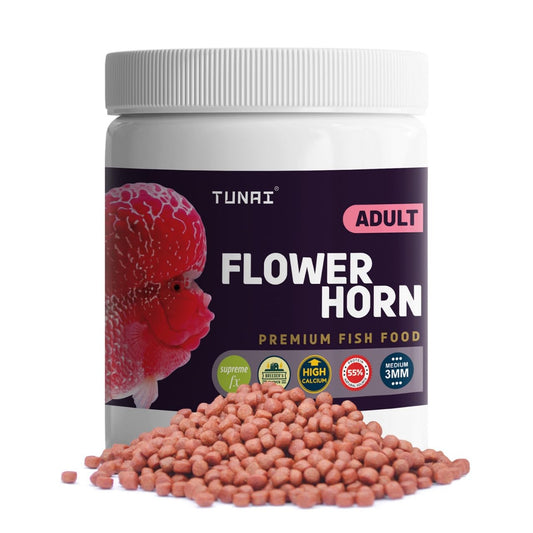 Tunai Premium Fish Food for Flowerhorn - 55% Protein - 3mm Pellets (Taiwan-Formulated for Enhanced Hump Development and Vibrant Coloration)