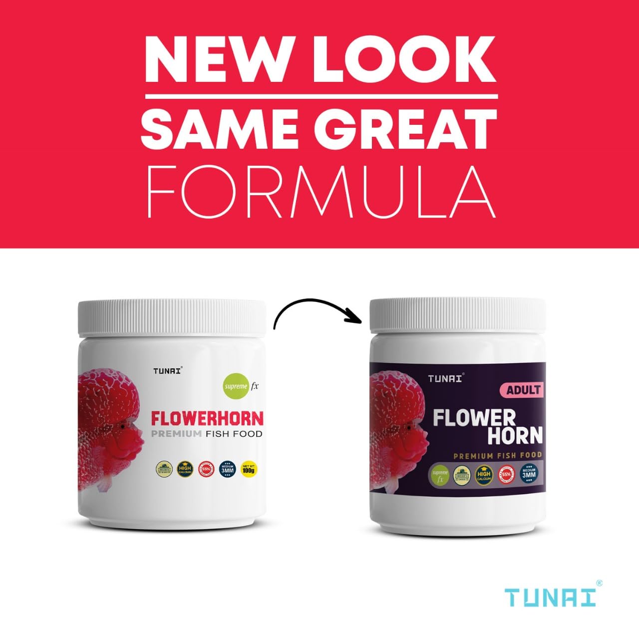 Tunai Premium Fish Food for Flowerhorn - 55% Protein - 3mm Pellets (Taiwan-Formulated for Enhanced Hump Development and Vibrant Coloration)