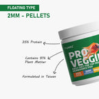 Tunai Pro Veggie Aquarium Fish Food - 35% Protein - 2mm Pellets (Daily Diet for All Top Feeding Herbivores Fishes)