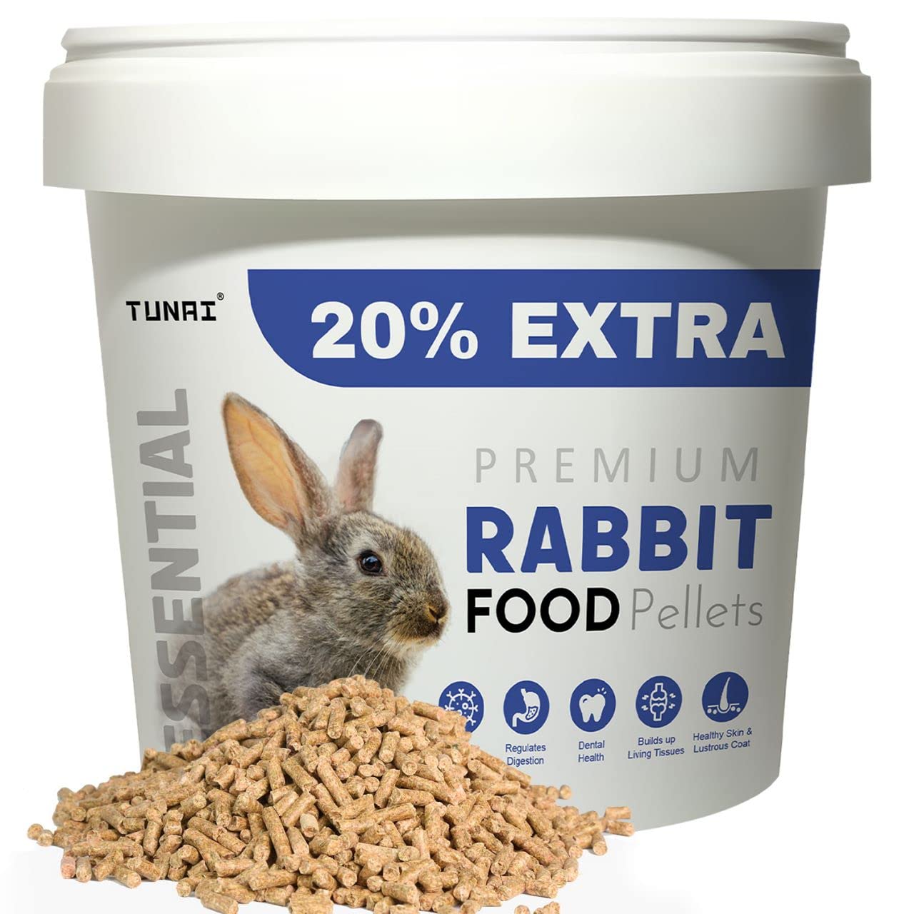Tunai Rabbit Food Pellets | DHA Omega 3 & 6, Supports Healthy Coat & Digestion | 500g + 20% Extra