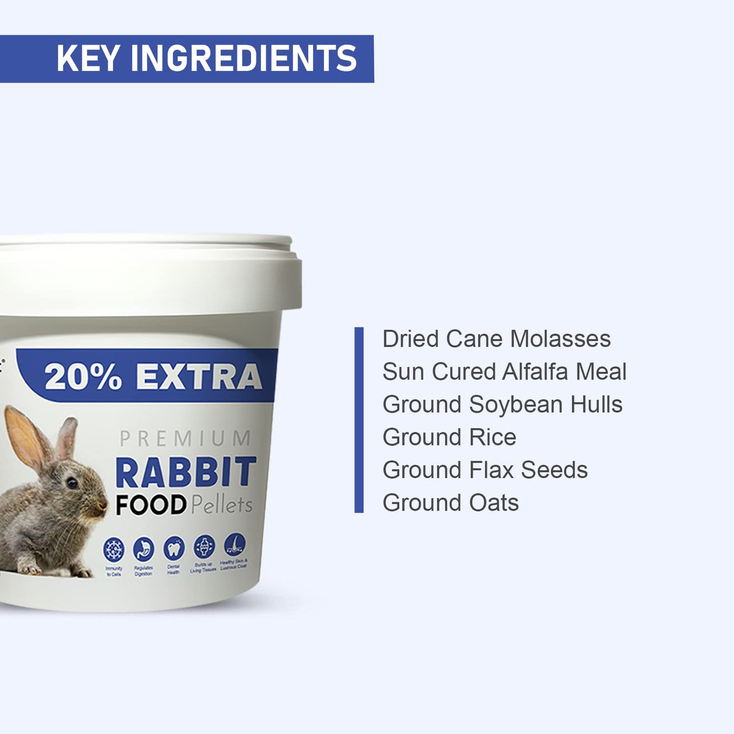 Tunai Rabbit Food Pellets | DHA Omega 3 & 6, Supports Healthy Coat & Digestion | 500g + 20% Extra