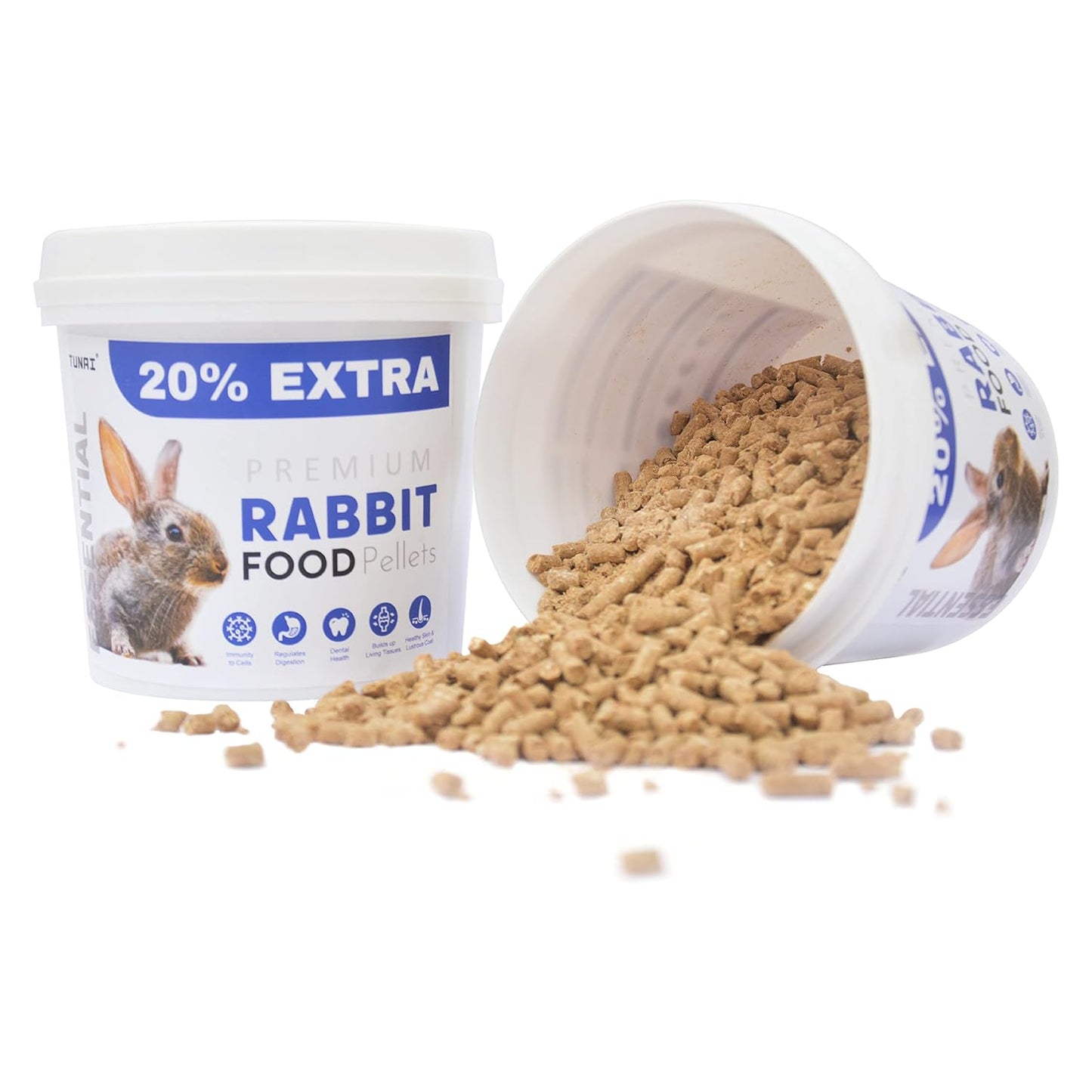 Tunai Rabbit Food Pellets | DHA Omega 3 & 6, Supports Healthy Coat & Digestion | 500g + 20% Extra