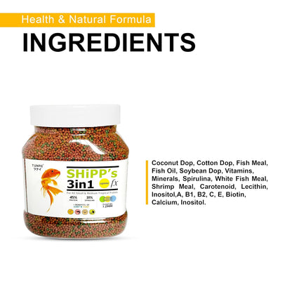 Tunai SHiPP's 3-in-1 Fish Food - 45% Protein - 31% Spirulina (For All Small and Medium Tropical Fishes)