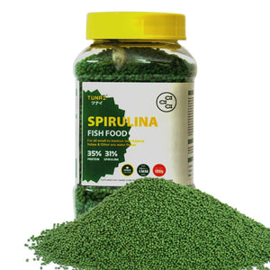 Tunai Spirulina Aquarium Fish Food - 35% Protein – 1.2mm Pellets (For all Small & Medium Size Tropical Fishes)