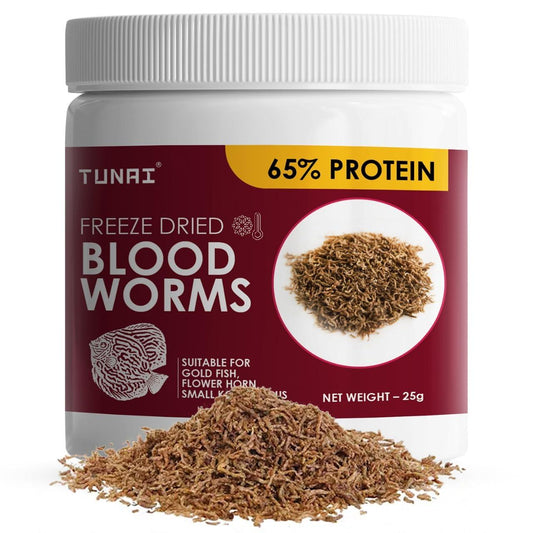 Tunai Superior Freeze Dried Blood Worms Fish Food - 65% Protein  (Natural Fish Food for Tropical Fishes)