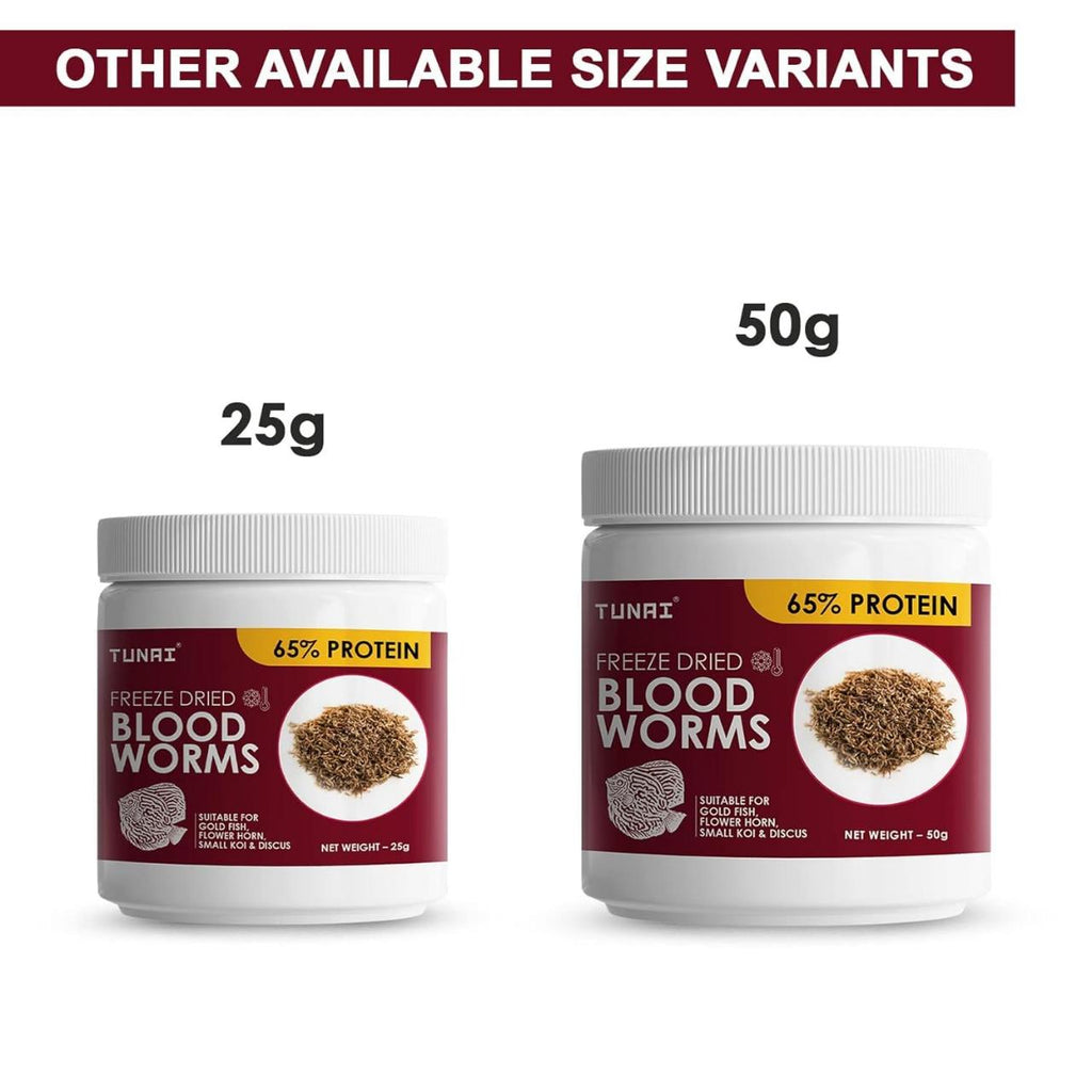 Tunai Superior Freeze Dried Blood Worms Fish Food - 65% Protein  (Natural Fish Food for Tropical Fishes)