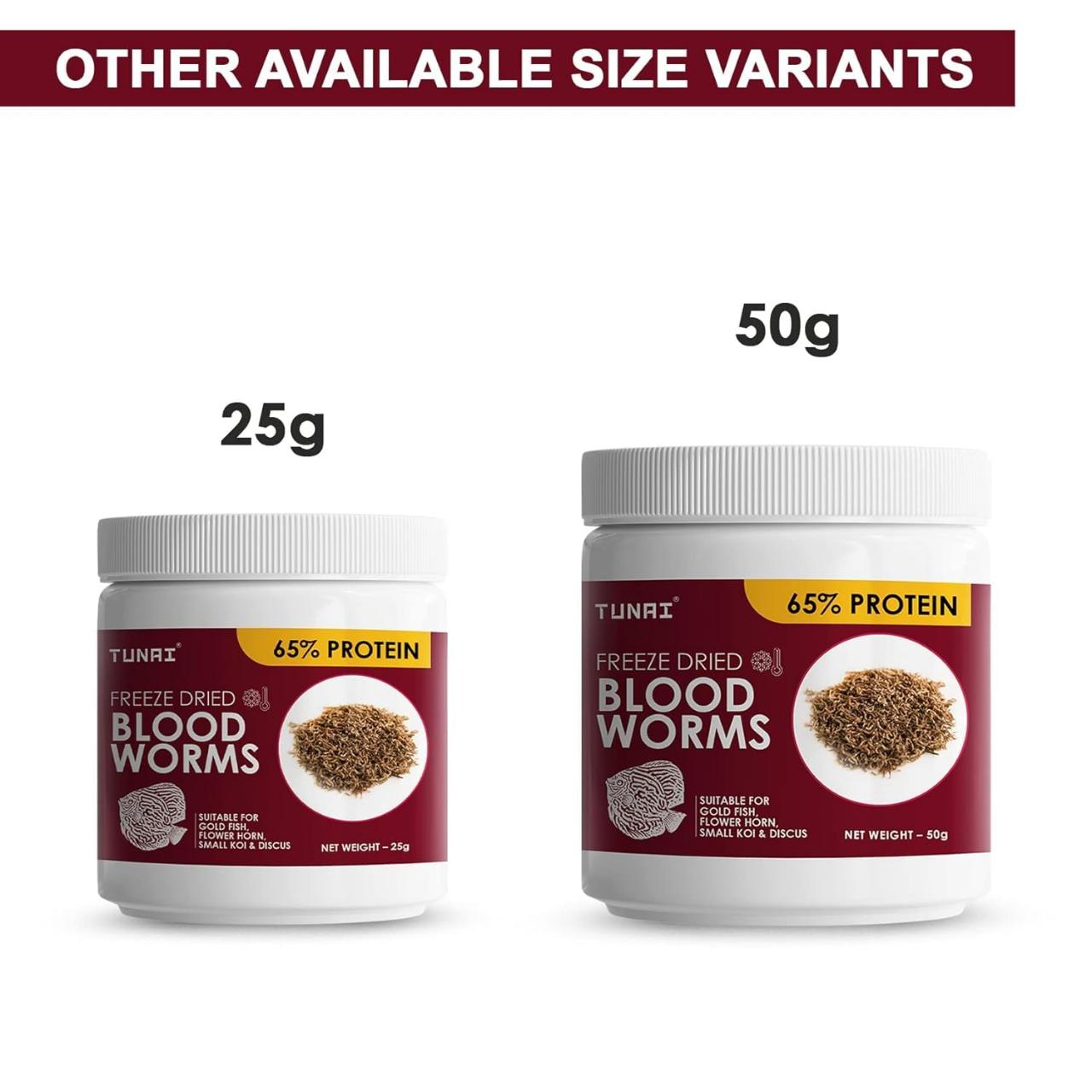 Tunai Superior Freeze Dried Blood Worms Fish Food - 65% Protein  (Natural Fish Food for Tropical Fishes)