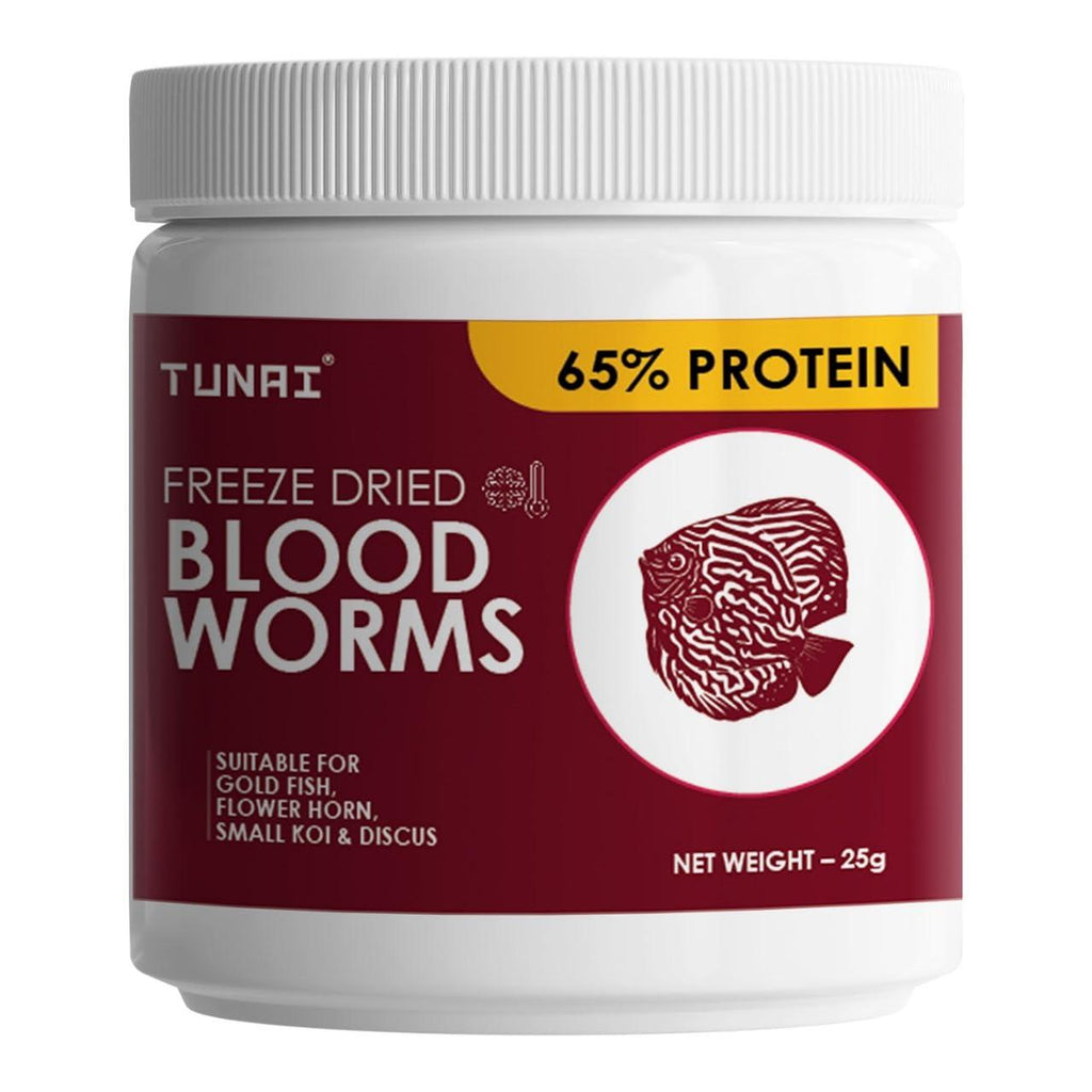 Tunai Superior Freeze Dried Blood Worms Fish Food - 65% Protein  (Natural Fish Food for Tropical Fishes)