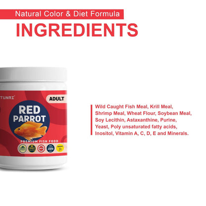 Tunai Adult Red Parrot Fish Food - 40% Protein - 4mm Pellets (Supreme Fx Formula )