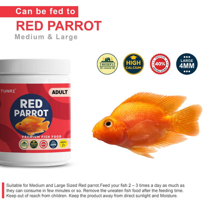 Tunai Adult Red Parrot Fish Food - 40% Protein - 4mm Pellets (Supreme Fx Formula )