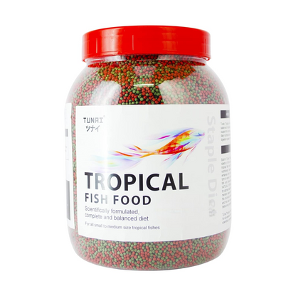 Tunai Tropical Aquarium Fish Food - 26% Protein - 1.2mm Pellets (Perfect for Small, Medium & Adult Fish)
