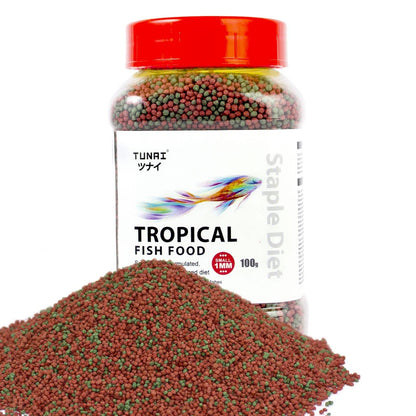 Tunai Tropical Aquarium Fish Food - 26% Protein - 1.2mm Pellets (Perfect for Small, Medium & Adult Fish)