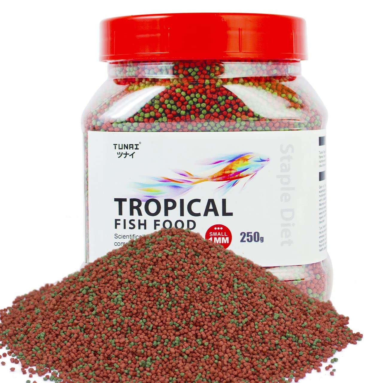 Tunai Tropical Aquarium Fish Food - 26% Protein - 1.2mm Pellets (Perfect for Small, Medium & Adult Fish)