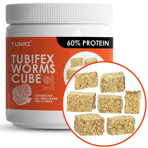 Tunai Tubifex Worms Cube Blocks Fish Food - 60% Protein (Suitable for All Freshwater Fishes & Turtles)