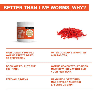 Tunai Tubifex Worms Cube Blocks Fish Food - 60% Protein (Suitable for All Freshwater Fishes & Turtles)